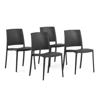 Imagen de SIEDITI FUORI E DENTRO Sillas apilables de polipropileno con fibra vidrio para exterior/jardín o interior, impermeables y resistentes, diseño moderno minimalista Maria (4, Antracita)
