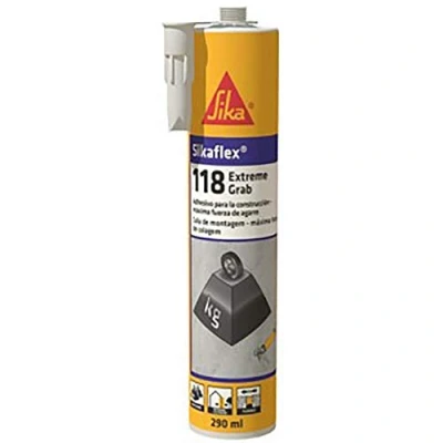 Imagen de SIKA Sikaflex 118 Extreme Grab, Masilla adhesivo de construcción para montaje sin fijación temporal, Potente agarre inicial, interior y exterior, Blanco, 290 ml