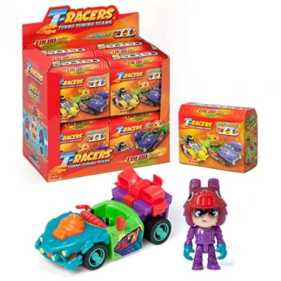 Imagen de T Racers Serie Color Rush Colección Completa de la Coches y Pilotos Sorpresa coleccionables. Desmontables por Partes con Piezas Intercambiables