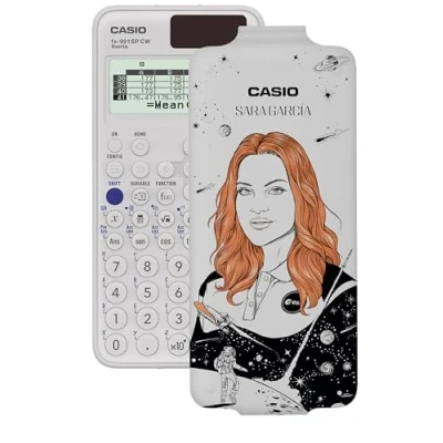 Imagen de Casio FX 991SP CW Calculadora Científica con Sara García ilustrada por Herranz, Recomendada para el Currículum Español y Portugués, 5 Idiomas, Encima de 560 Funciones, Solar, Color Blanco