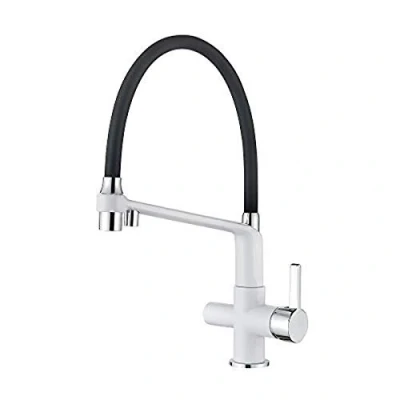 Imagen de Ibergrif M22127W 2 Grifo con Caño Flexible y Ducha de Mano, Negro