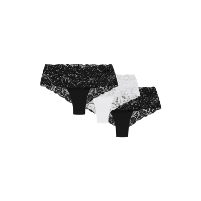 Imagen de WOL Bar 3 Pack Braguitas Shorts con Enacaje WB413, Negro Blanco,S