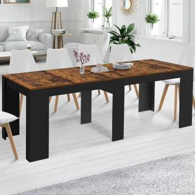 Imagen de Consola extensible ORLANDO, 10 plazas, 235 cm, madera envejecida y negra