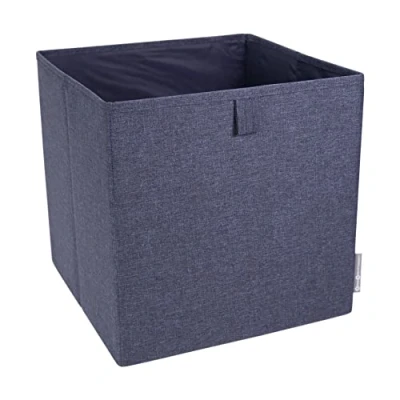 Imagen de Bigso Box of Sweden cubo de tela para la estantería o el armario Amplio organizador ropa, juguetes, material oficina, etc. Caja plegable poliéster y cartón azul