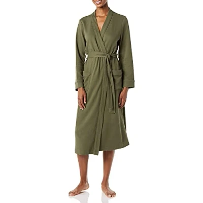 Imagen de Amazon Essentials Bata Larga Ligera con Diseño Gofrado (Disponible en Tallas Grandes) Mujer, Verde Oliva, L