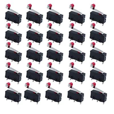 Imagen de HUAZIZ 25 Piezas Micro Interruptor Final de Carrera Momentáneo Límite Rodillo Bisagra Larga Acción Rápida AC 125V 250V 5A SPDT