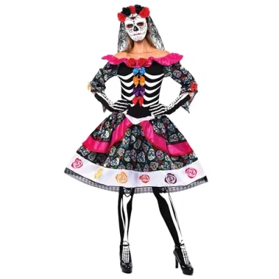 Imagen de Spooktacular Creations Día de la Mujer Los Muertos Spanish Juego para Halloween Lady Dress Up Party, Dia (X Large)