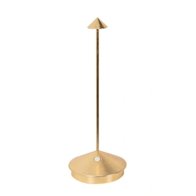 Imagen de Zafferano, Lámpara Pina con Hoja Color Oro, de Mesa Recargable e Inalámbrica Control Táctil, Adecuada como Interior, Atenuador, 2200 3000 K, Altura 29 cm
