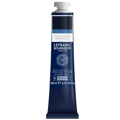 Imagen de Lefranc Bourgeois 301824 Pintura al óleo fina de calidad, resistente a la luz y consistencia uniforme, tubo 200 ml, ideal para lienzos tableros pintura, azul Prusia