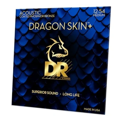 Imagen de DR DAP 12 Cuerdas para guitarra acústica recubiertas de bronce fosforado DRAGON SKIN+™, sonido superior con sensación cómoda y larga duración, livianas 54