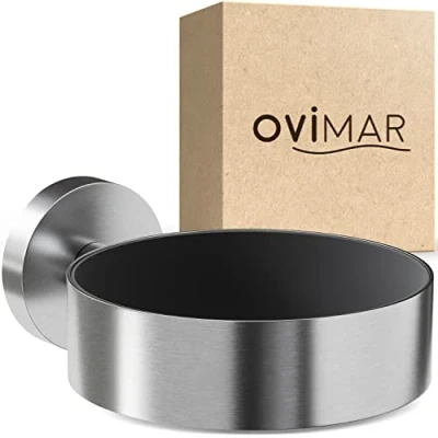 Imagen de ovimar soporte para secador de pelo Ronne acero inoxidable plata con montaje en pared taladrar acolchado el baño