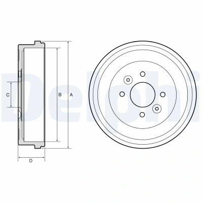 Imagen de DELPHI BF658 Tambor de Freno sin anillo sensor ABS 260mm