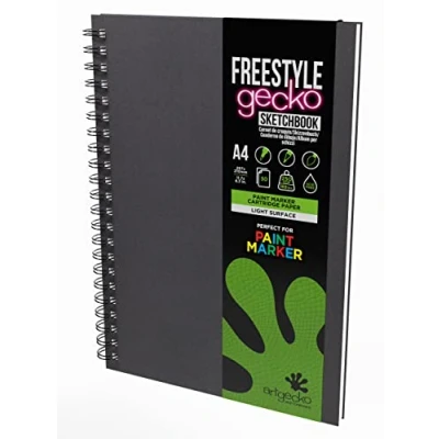 Imagen de Artgecko Rotulador de pintura, cuaderno bocetos A4, vertical, 60 páginas (30 hojas), papel híbrido blanco brillante liso 250 g/m²