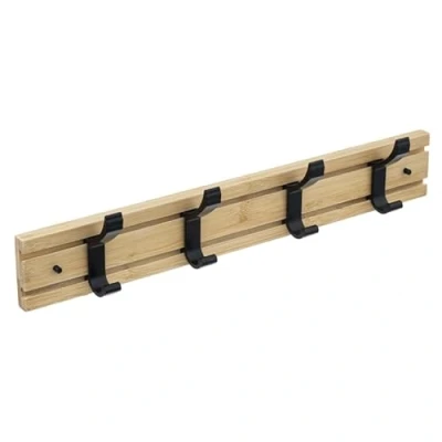 Imagen de UNIMASA Perchero de Pared Madera Bambu con Ganchos Metal 4