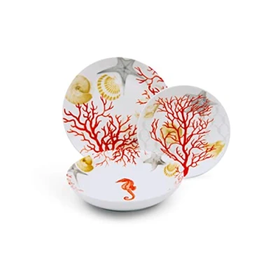 Imagen de Excelsa Coral vajilla de 18 piezas, Porcelana, Rojo