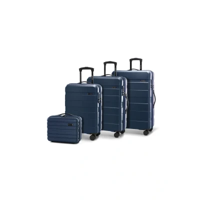 Imagen de WITTCHEN Comodo Line Juego de 4 Maletas Bolsa Viaje Equipaje Dura ABS Cerradura TSA Tamaño (S+M+L+Neceser) Azul Oscuro
