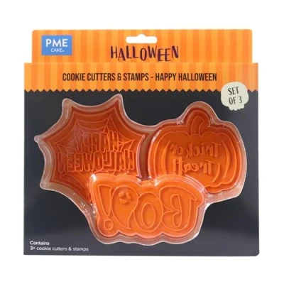 Imagen de PME Halloween Cortadores y Sellos de Galletas Feliz (Set 3)