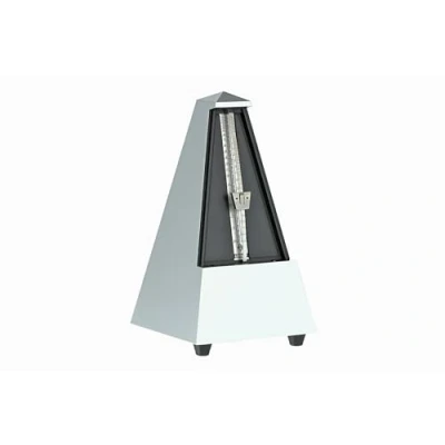 Imagen de Wittner Metrónomo Taktell Forma de Pirámide Sistema Maelzel Serie Diseñador Sin campana Color plata claro Mecánico para dar cuerda No se requieren baterías Hecho en Alemania