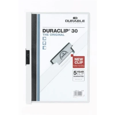 Imagen de Durable 222702 Duraclip (original 30, lámina dura, hasta 30 hojas A4, bolsa de 5 piezas) blanco