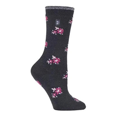Imagen de HEAT HOLDERS Ultra Lite Mujer invierno calientes termicos finos calcetines (37 42 Eur, Bellis Charcoal Floral)