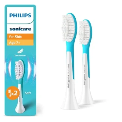 Imagen de Philips Sonicare For Kids, cabezales de cepillo dental repuesto originales para niños a partir 7 años, paquete 2, HX6042/90