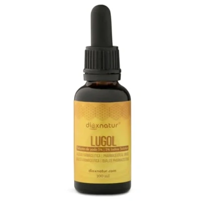 Imagen de DIOXNATUR® Solución de Lugol 5% Calidad Farmacéutica 100ml Gotas Yodo Líquido y Yoduro Potasio con Pipeta Dosificadora Precisa