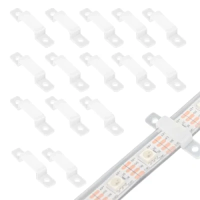 Imagen de VIPMOON 100PCS Clips LED Soporte de Montaje, Strip Connector Fijación 10mm, Clip Sujetador Silicona Flexible para Tira Luz RGB SMD 5050 3528