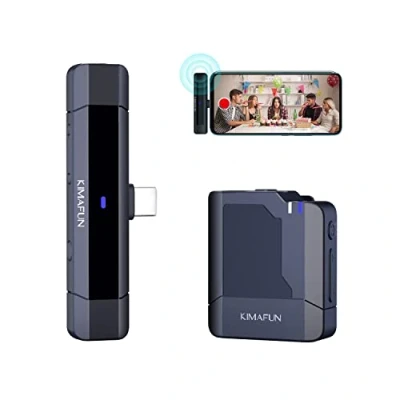 Imagen de KIMAFUN Micrófono Inalámbrico Lavalier para Android Type C, Solapa Monitoreo en Tiempo Real Youtube/Facebook/Tik Tok Live Stream, Vloggers, Grabación de Video, Entrevista,G50 3(1TX+1RX)