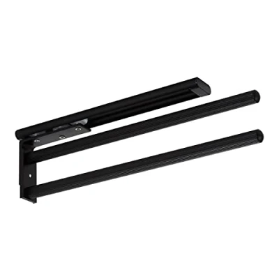 Imagen de SOTECH Toallero de aluminio TED 2 brazos negro mate (325 487 mm, extensible, giratorio) pared telescópico para baño o cocina