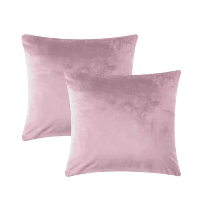 Imagen de AMEHA Fundas de cojín Terciopelo Rosa 45 x cm Almohada Decorativas Juego 2 cuadradas para sofá, Dormitorio, 18 Pulgadas