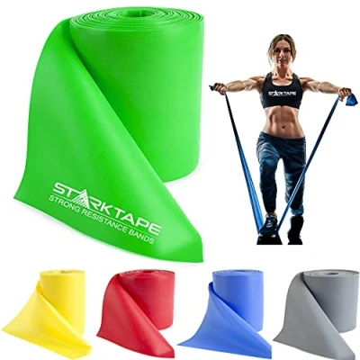 Imagen de Starktape Bandas de resistencia a granel 8 yardas para fisioterapia profesional. Banda elástica sin látex ejercicio físico superior e inferior del cuerpo, pilates, rehabilitación, yoga,