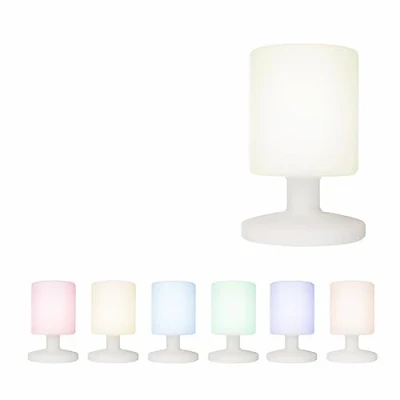 Imagen de Smartwares IDE 60067 Lámpara de mesa LED, Luz blanca cálida y otros 6 colores, Inalámbrica, Recargable en 4 horas, Interior o exterior, IP44, autonomía 15 cable USB incluido