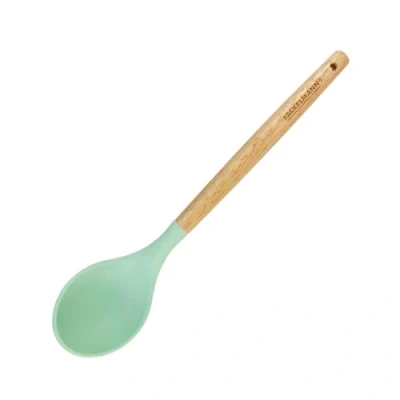 Imagen de Fackelmann Ocean Cuchara para Servir, Cucharón de Silicona con Núcleo Rígido Acero y Mango Madera Antideslizante, Apta Lavavajillas, 31 x 7 cm, Verde Agua 1 ud