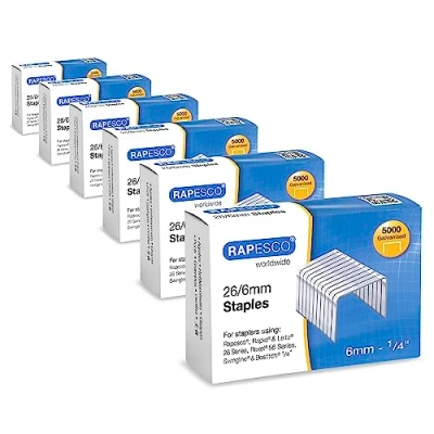 Imagen de Rapesco 1735 Confección Business: Grapas Galvanizadas 26/6mm (No.56), 6 Cajas de 5000