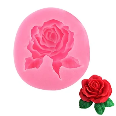 Imagen de Forma de rosa Pastel silicona Fondant Candy Chocolate Moldes DIY Herramienta decoración la boda para hornear accesorio