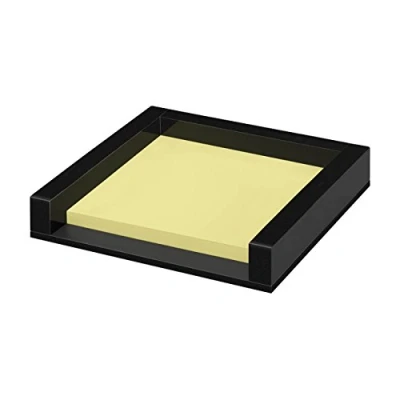 Imagen de Wedo 631801 portanotas Black Office Cristal Acrílico, Incluye 50 hojas Notas Adhesivas, patas de goma 9, 6 x 2 cm, en caja cartón, color negro