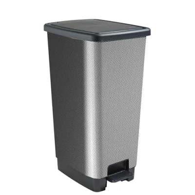 Imagen de Sundis Cover Bin, cubo de basura con pedal, 40 L capacidad, plástico reciclado, patrón carbón, asas para colgar y esconder la bolsa, cocina, oficina, lavadero, garaje, taller, baño