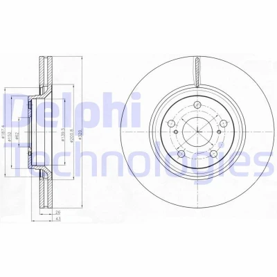 Imagen de DELPHI BG4235 Disco de freno 320 26 5 ventilado aceitado sin procesar cojinete rueda, anillo sensor ABS TOYOTA: Verso, Avensis III Familiar
