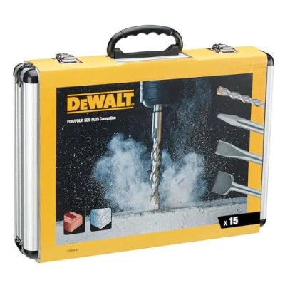 Imagen de DEWALT DT9679 QZ Juego de 15 Brocas y Cinceles, Para perforar atornillar, 11 x SDS PLUS ( 5 14 mm), 4 Con estuche aluminio