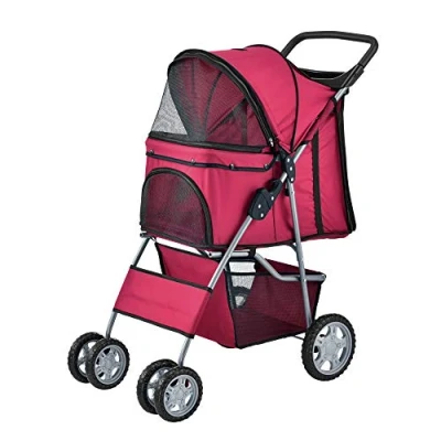Imagen de pro.tec Carrito para Mascotas Pet Stroller 73x46x100cm Hundebuggy Impermeable Empujar Roadster con Cesta Guardar Objetos Rojo