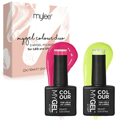 Imagen de MyGel by MYLEE Rave On Set de Esmalte Uñas en Gel 2x10ml UV/LED Nail Art Manicura Pedicura para Uso Profesional y Doméstico Larga Duración Fácil Usar