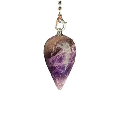 Imagen de péndulo Divinatorio con amatista en forma de gota agua, Radiestesia, piedra natural, Cristal Vintage para Chakra Reiki Adivinación (Amatista)