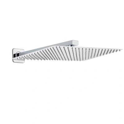 Imagen de JOHO Alcachofa de ducha con brazo Acero Inoxidable, Rociador para Rectangular Cabezal lluvia boquillas, pared (35 x 25 cm/37 cm)