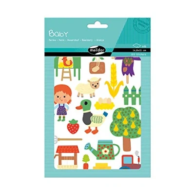 Imagen de Maildor AE165C Un sachet de gommettes Baby 6 planches 14,8x21 cm, La ferme (102 stickers)