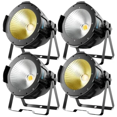 Imagen de BETOPPER Luces Discoteca DMX Par Foco Escenario Luz COB 100W DJ Proyector Profesional Blanco frío/Blanco Cálido Para Teatro Iglesia Boda Fotográfico Navidad LC001 H（4PACK）