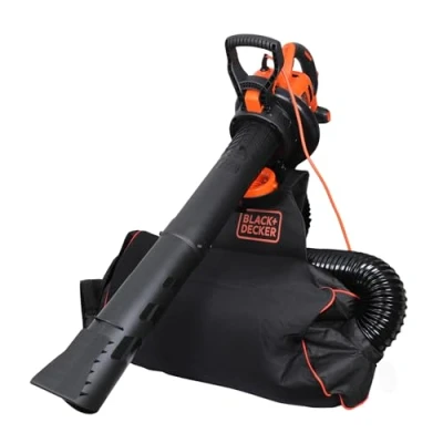 Imagen de BLACK+DECKER Soplador Aspirador y Triturador de Hojas 3.000W, Velocidad Variable 230 404 Km/h, Mochila Colectora 72L, Aspiración: 15 m3/min, Ratio trituración 16:1, BEBLV300 QS