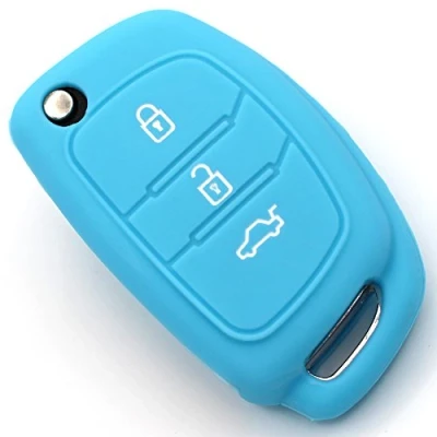 Imagen de Finest Folia Carcasa de silicona para llave coche con 3 botones, color azul claro