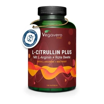 Imagen de L Citrulina + Arginina Remolacha Vegavero® más de 2900 mg Malato Fermentación Vegetal Sin Aditivos Pre Workout Testado en Laboratorio Vegano Calidad Alemán