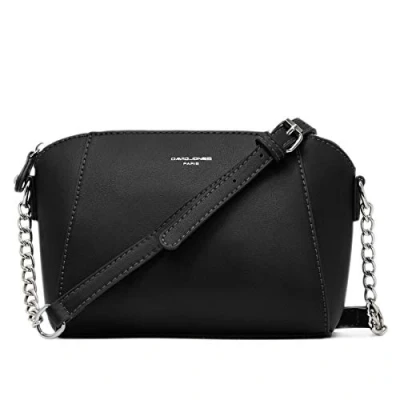 Imagen de David Jones Bolso bandolera para mujer, diseño de trapecio con cadena el hombro piel sintética bolsa cruzada a través la noche, moda trabajo, compras, elegante moda,