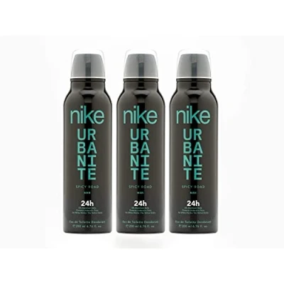 Imagen de NIKE Spicy Road, Desodorante Hombre Spray, Pack de 3 x 200 ml, Antimanchas para Todo Tipo Piel, 0% Sales Aluminio, Larga Duración, Fragancia Cítrica Amaderada